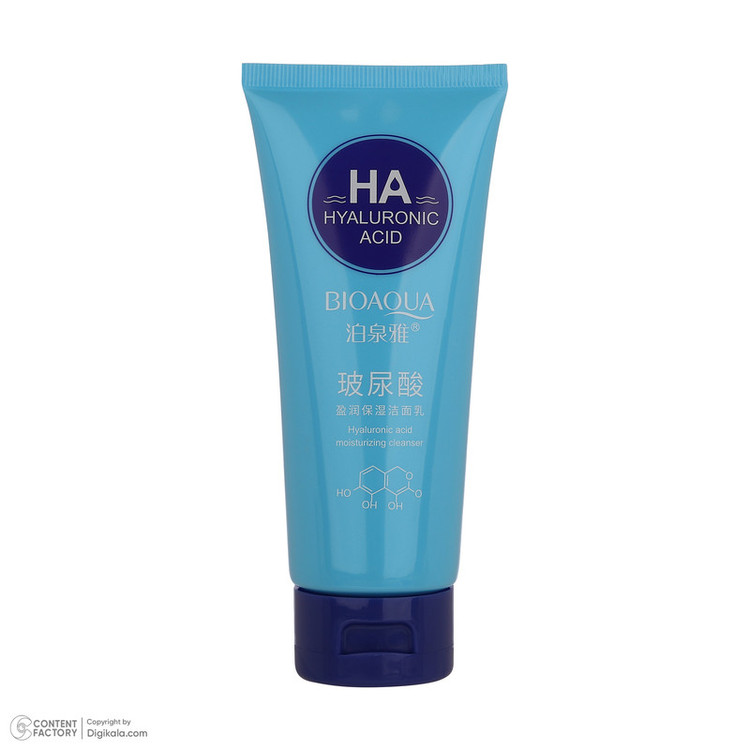 شیر پاککن صورت بی آکوا مدل Hyaluronic Acid مناسب برای انواع پوست وزن 100 گرم
