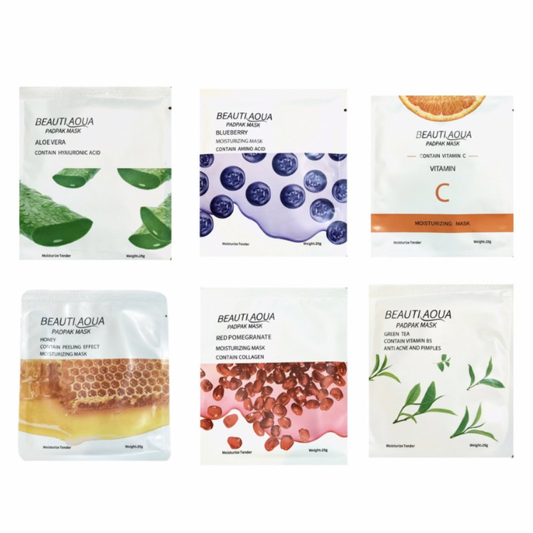ماسک صورت آبرسان بیوتی آکوا بسته 6 عددی وزن 25 گرم با عصاره طبیعی، مناسب انواع پوست، نرمکننده، مغذی، لطافتبخش، لایهبردار، ضد جوش، شفافکننده، جوانکننده و تغذیهکننده پوست صورت، گردن و دست