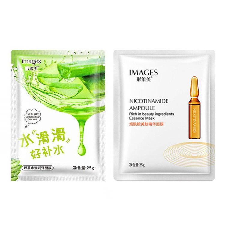 ماسک صورت ایمجز مدل آلوئه ورا وزن 25 گرم به همراه ماسک صورت ایمجز مدل Nicotinamide Ampoule وزن 25 گرم