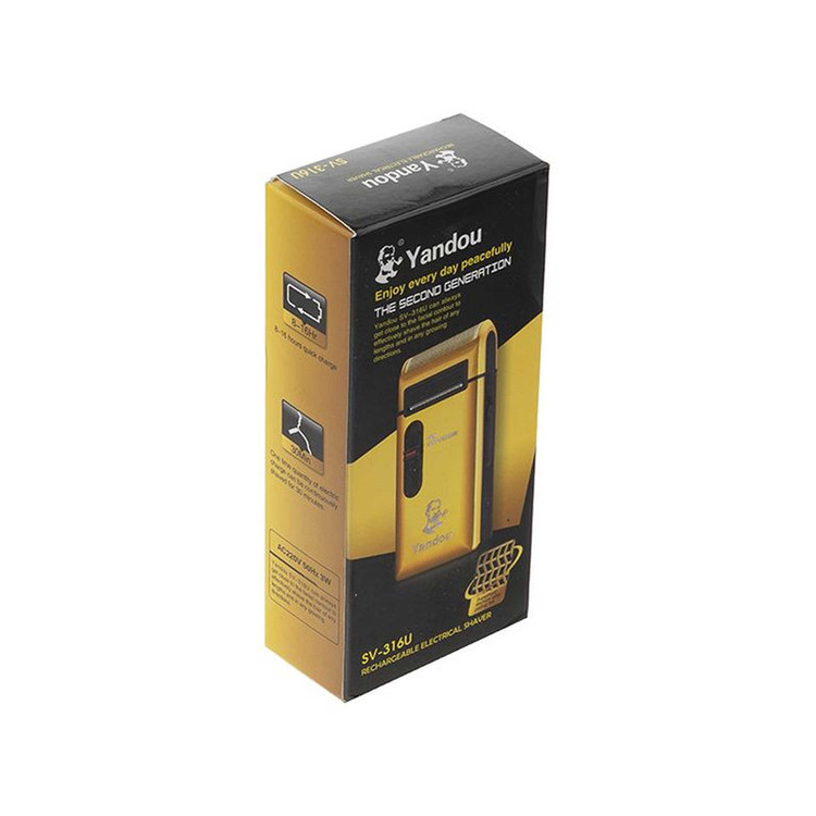 ماشین اصلاح موی صورت یاندو مدل SV-316U با تیغه تیتانیوم، باتری لیتیوم یونی قابل شارژ، استفاده بیسیم تا 30 دقیقه، بدنه ضد آب و طراحی جمعوجور مناسب مسافرت و خط زن مخفی