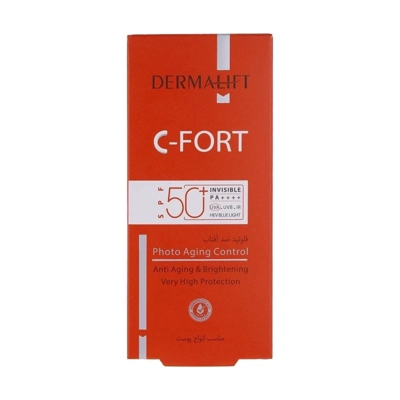 فلوئید ضدآفتاب بدون رنگ درمالیفت SPF 50 مدل C-FORT مناسب برای انواع پوست حجم 40 میلی لیتر