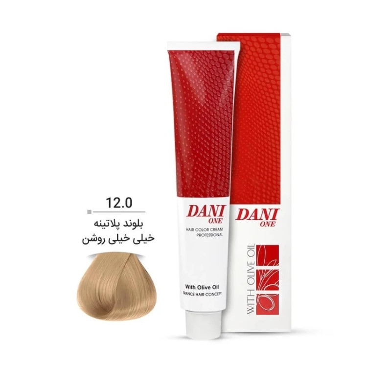 رنگ مو دنی وان شماره 12.0 حجم 100 میلی لیتر رنگ بلوند پلاتینه خیلی خیلی روشن