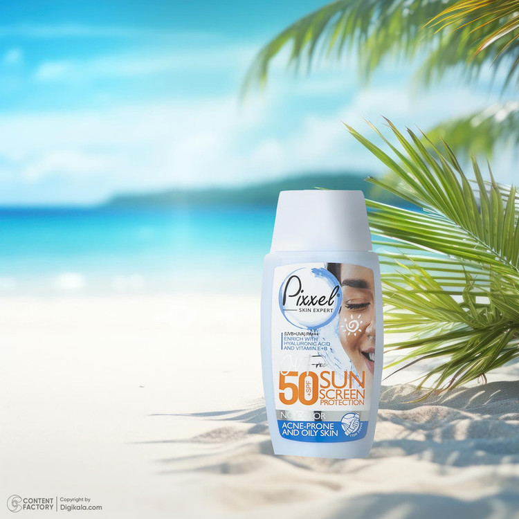 کرم ضدآفتاب بیرنگ پیکسل SPF50 مدل Oily Acne-Prone Skin، مناسب پوستهای چرب، حجم 50 میلیلیتر
