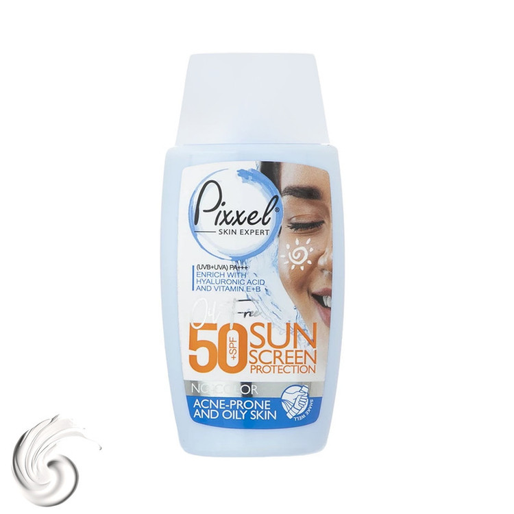 کرم ضدآفتاب بیرنگ پیکسل SPF50 مدل Oily Acne-Prone Skin، مناسب پوستهای چرب، حجم 50 میلیلیتر