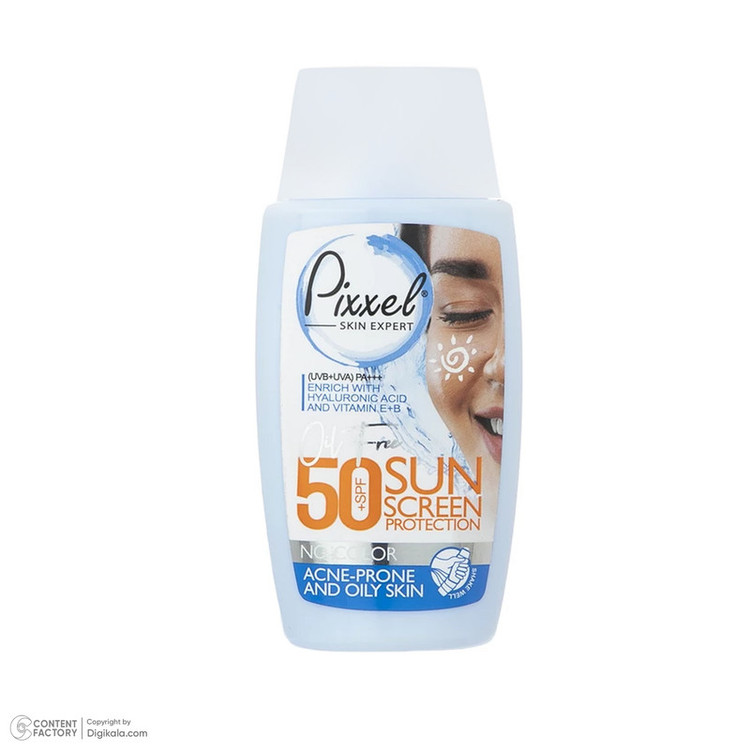 کرم ضدآفتاب بیرنگ پیکسل SPF50 مدل Oily Acne-Prone Skin، مناسب پوستهای چرب، حجم 50 میلیلیتر