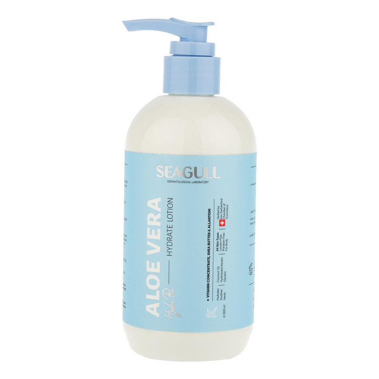 لوسیون بدن مرطوبکننده سیگل مدل Aloe-Vera حجم 300 میلیلیتر با عصاره آلوئهورا، روغن نارگیل و ویتامین E، فاقد پارابن، ضد خشکی و مناسب پوستهای خشک و معمولی
