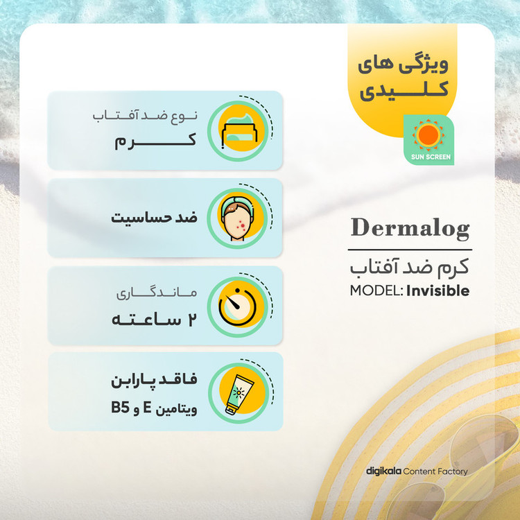 کرم ضدآفتاب درمالوگ مدل Invisible، حجم 50 میلیلیتر