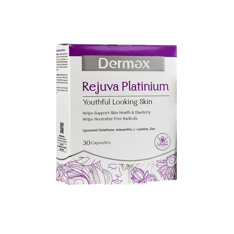 کپسول مکمل سلامت پوست درمکس مدل Rejuva Platinium بسته 30 عددی با ویتامین C و روی، حفظ سلامت سلولهای پوست و تقویت ترمیم پوست