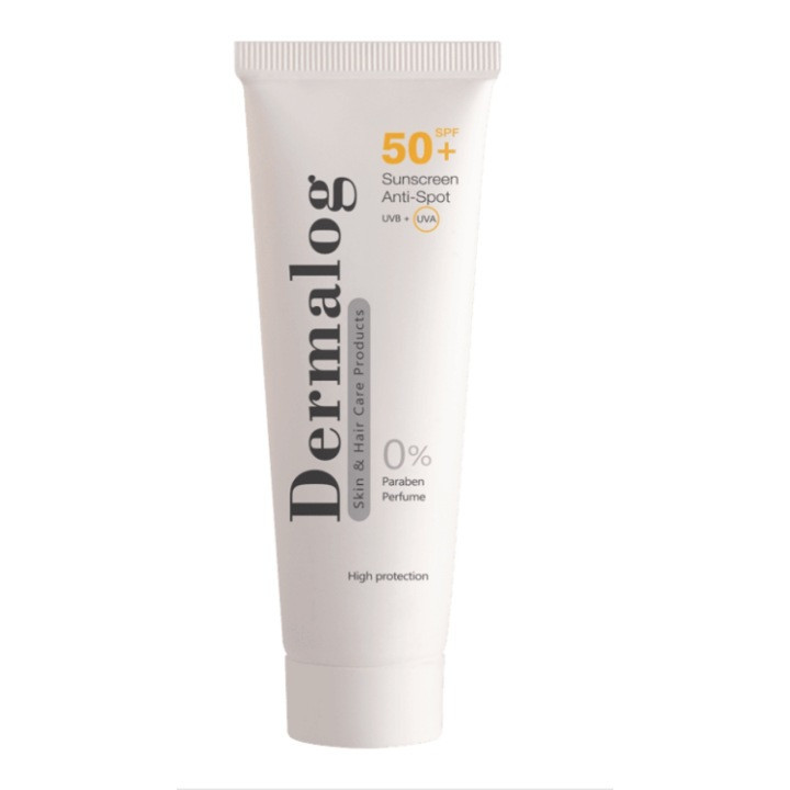 کرم ضد آفتاب بیرنگ درمالوگ، SPF 50، مدل anti spot، مناسب انواع پوست با حجم 50 میلیلیتر، فاقد پارابن، محافظتکننده در برابر اشعههای UVA و UVB، ضد چروک، ضد لک و پیری، دارای فرمولاسیون تیتانیوم دی اکساید و زینک اکساید، با ماندگاری 4 ساعته