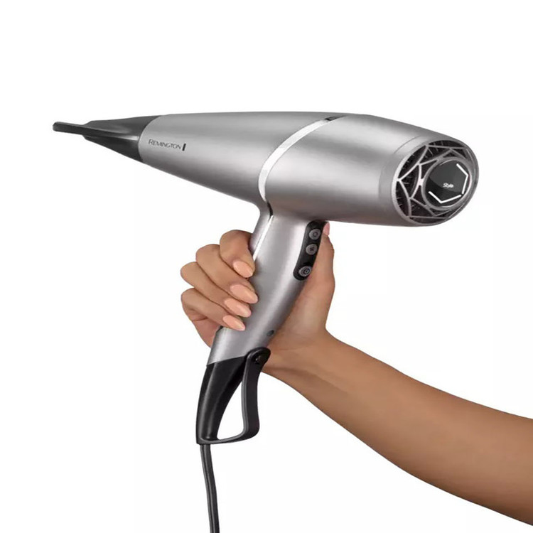 سشوار حرفهای 2400 وات رمینگتون مدل AC9800 PROLUX، موتور AC، وزن 250 گرم، المنت سرامیک، دارای سری دیسپانسر با ویژگی حجمدهندگی، صافکنندگی، فرکنندگی، با قابلیت صفحه نمایش