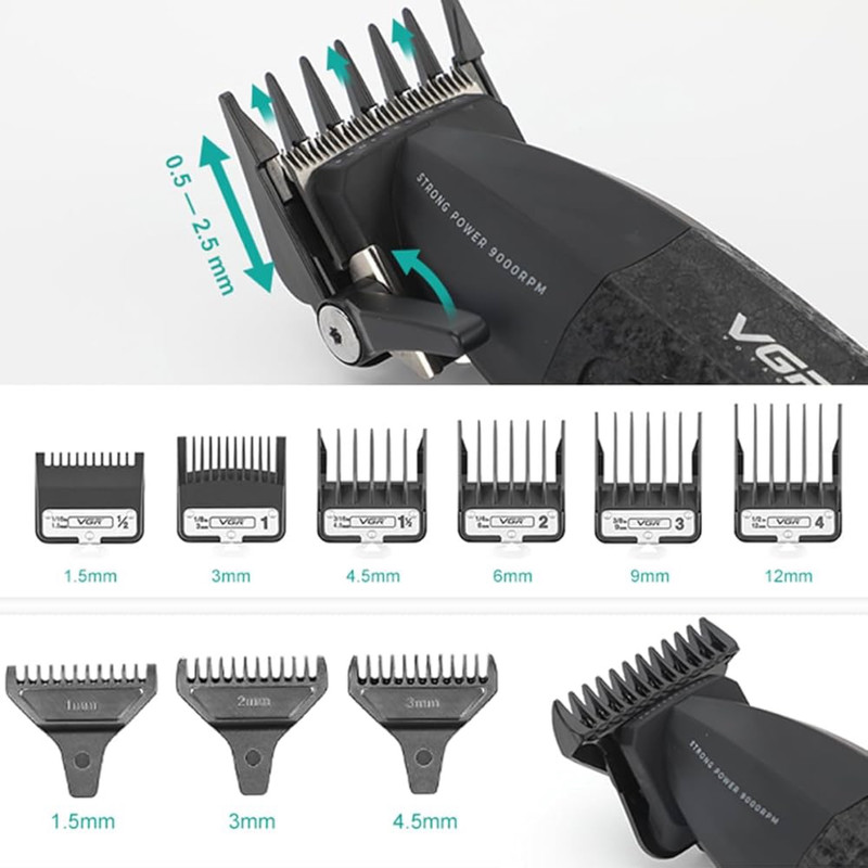 ماشین اصلاح موی سر و صورت شارژی وی جی ار مدل v-640s2 بسته 2 عددی