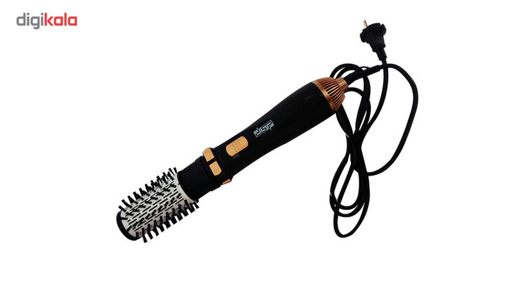 سشوار برسدار چرخشی 1200 وات دی اس پی مدل E_50001، موتور AC، وزن 300 گرم، المنت فلز، دارای سری برسدار گرد باریک، سری برسدار گرد پهن، سری برسدار تخت، خشککن ملایم با ویژگی فرکنندگی، صافکنندگی، حجمدهندگی، با قابلیت باد سرد