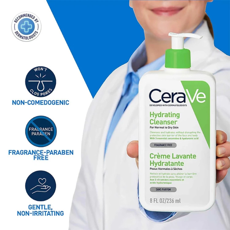 ژل شستشو و آبرسان پوست خشک و نرمال سراوی Cerave Hydrating Cleanser