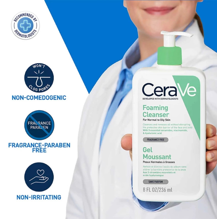 فوم شستشو آبرسان پوست چرب تا نرمال سراوی Cerave Foaming Cleanser