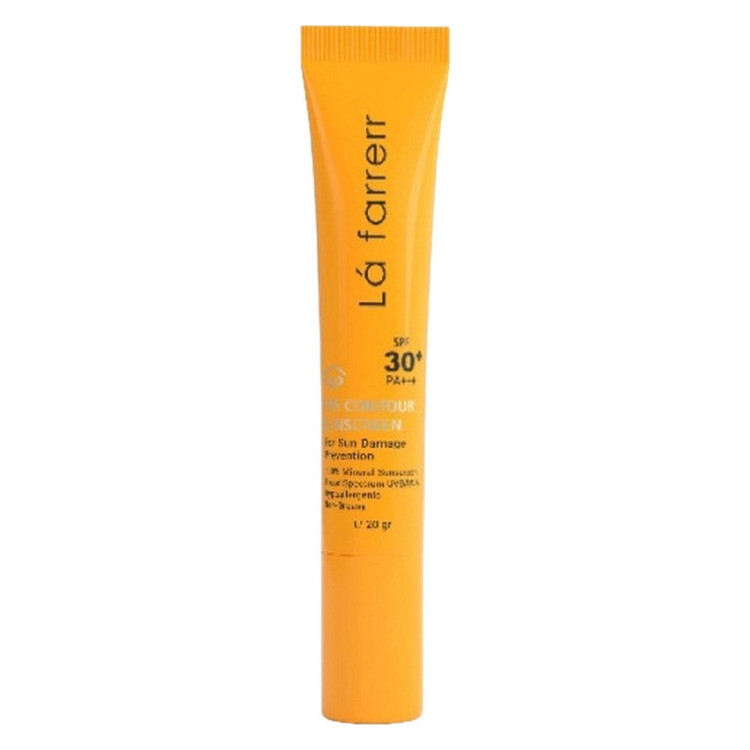 کرم ضد آفتاب دورچشم بدون رنگ لافارر، 30 SPF، مدل مینرال، مناسب انواع پوست و حجم 15 میلیلیتر، محافظت کننده در برابر اشعه UVA و UVB، ضد حساسیت و التهاب، بدون چربی، ضد آب، +++PA، ضد چروک، تعدیل کننده هاله تیره دور چشم، مغذی، رطوبترسان، با ماندگاری 2 ساعته