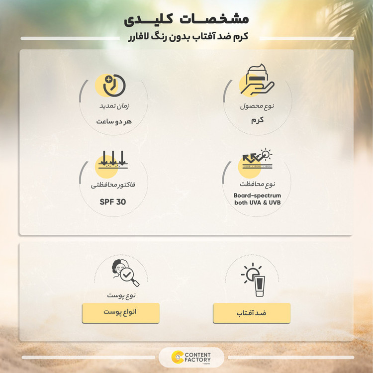 کرم ضد آفتاب دورچشم بدون رنگ لافارر، 30 SPF، مدل مینرال، مناسب انواع پوست و حجم 15 میلیلیتر، محافظت کننده در برابر اشعه UVA و UVB، ضد حساسیت و التهاب، بدون چربی، ضد آب، +++PA، ضد چروک، تعدیل کننده هاله تیره دور چشم، مغذی، رطوبترسان، با ماندگاری 2 ساعته