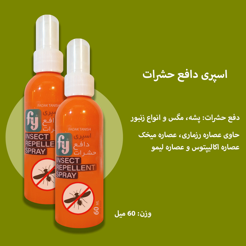 اسپری بدن ضد حشره فدک تانیش مدل Fy2 مناسب برای انواع پوست حجم 60 میلی لیتر مجموعه 2 عددی