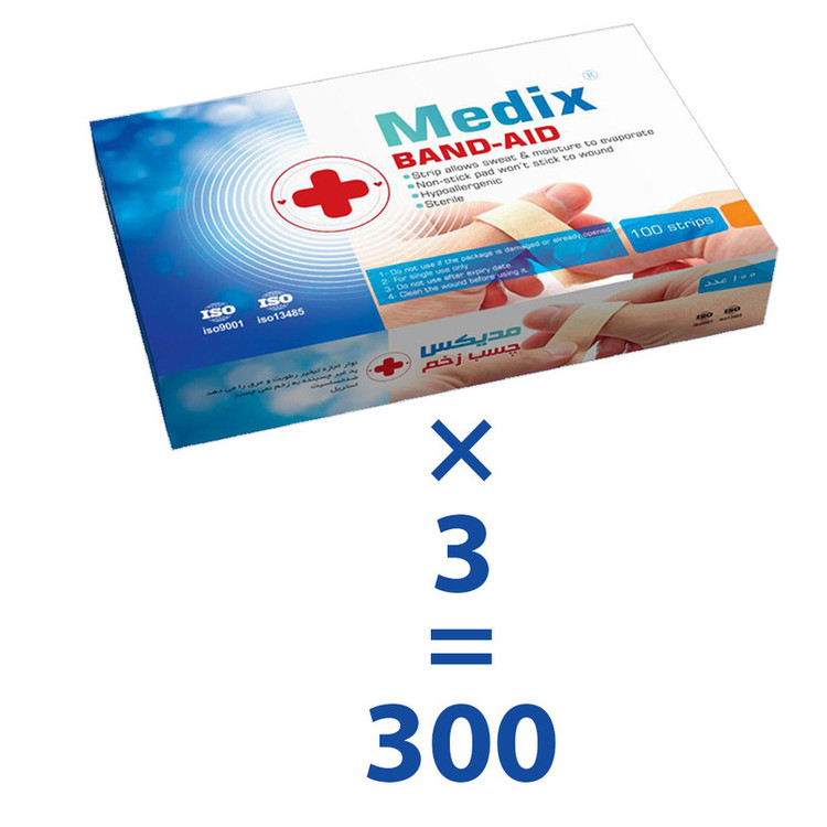 چسب زخم مدیکس مدل Hypoallergic مجموعه 3 عددی