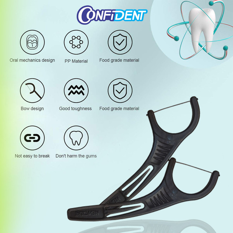 نخ دندان کانفیدنت مدل Charcoal- Dual10 ده بسته 30 عددی