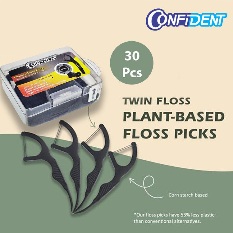 نخ دندان کانفیدنت مدل Charcoal- Dual10 ده بسته 30 عددی