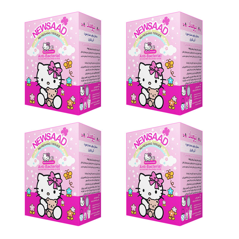 دستمال مرطوب کودک نیوساد مدل girl 04 چهار بسته 12 عددی