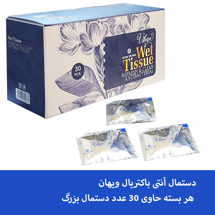 دستمال مرطوب ویهان مدل AntiBacterial شش بسته 30 عددی