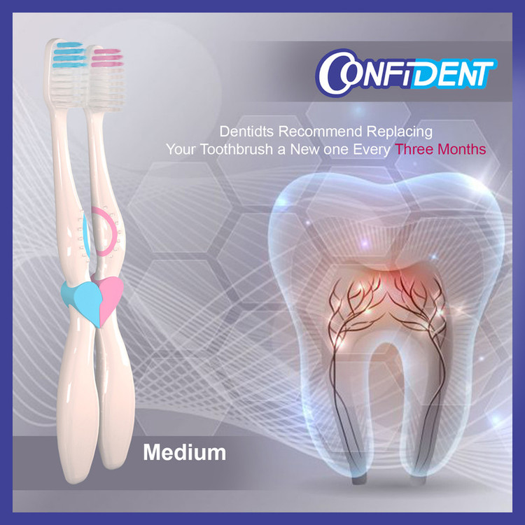 مسواک کانفیدنت مدل CT-Biform با برس متوسط شش بسته 2 عددی