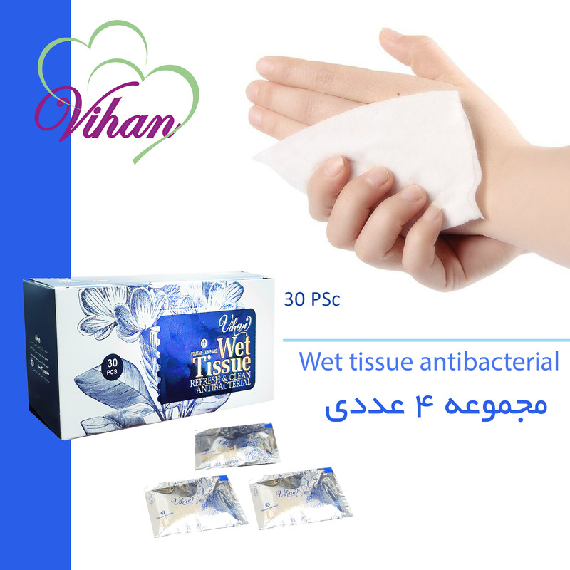 دستمال مرطوب ویهان مدل آنتی باکتریال مجموعه 4 عددی