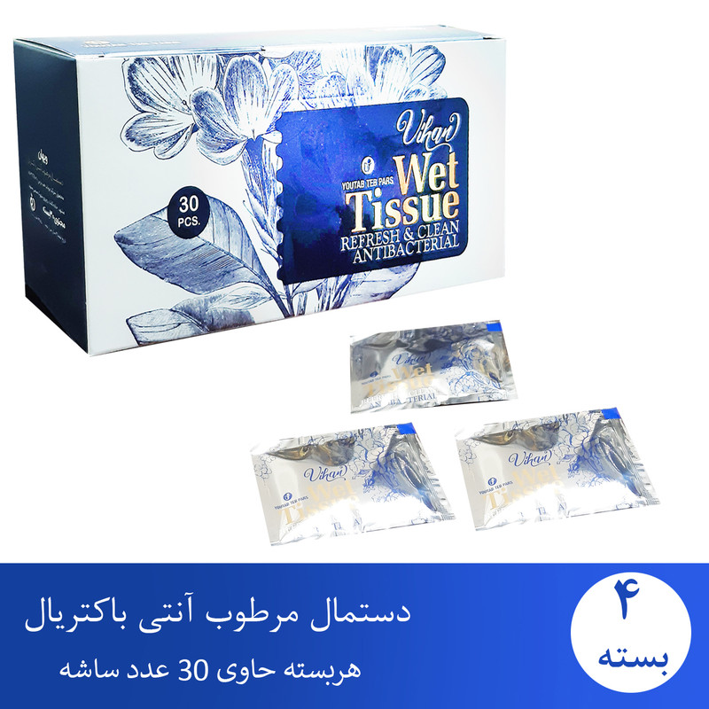 دستمال مرطوب ویهان مدل آنتی باکتریال مجموعه 4 عددی