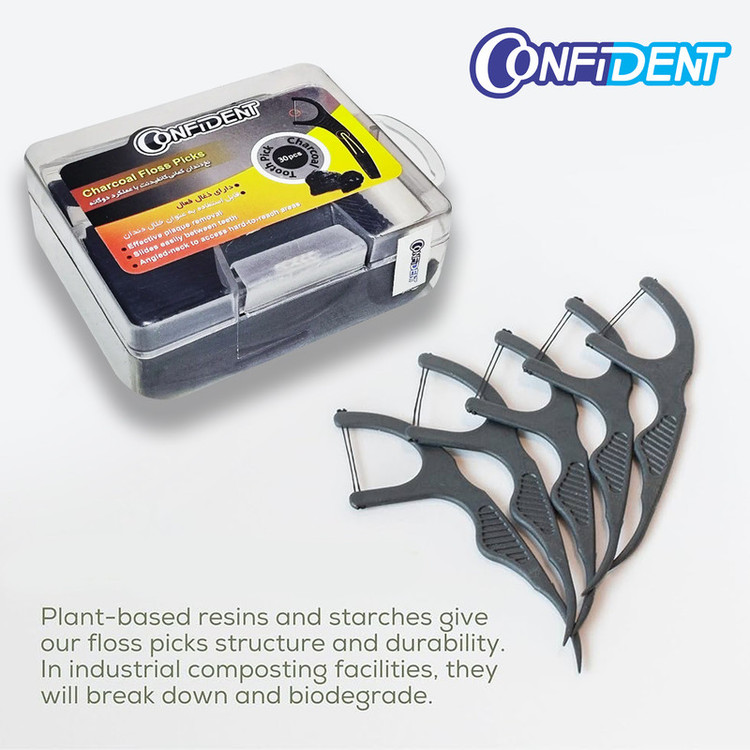 نخ دندان کانفیدنت مدل Charcoal- Dual سه بسته 30 عددی