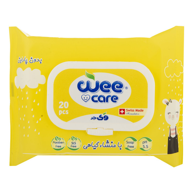 دستمال مرطوب کودک وی کر مدل عصاره عسل و روغن آرگان بسته 20 عددی