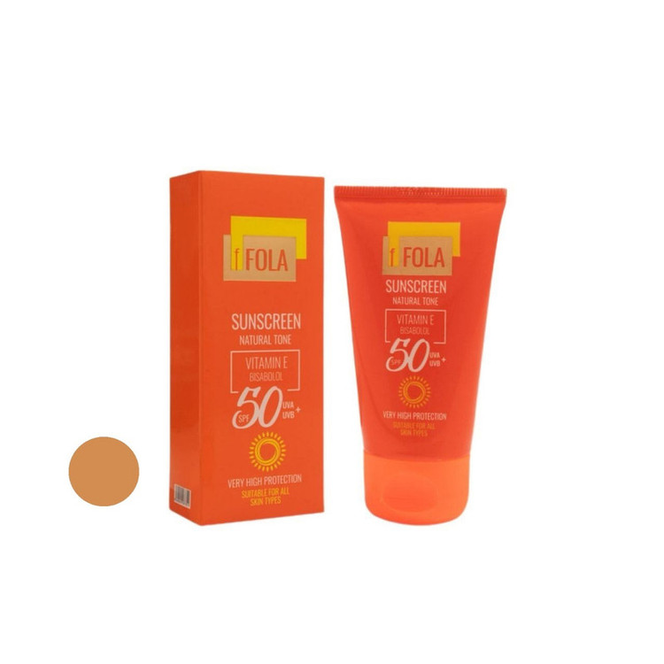 کرم ضد آفتاب رنگی صورت، بدن اِف فُلا SPF 50 مدل پلاس broad spectrum محافظ UVA ،UVB مناسب برای انواع پوست حجم 50 میلیلیتر