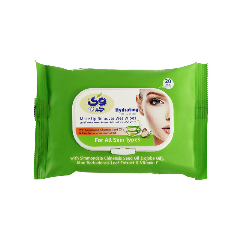 دستمال مرطوب وی کر مدل Aloe Vera -Jojoba بسته 20 عددی