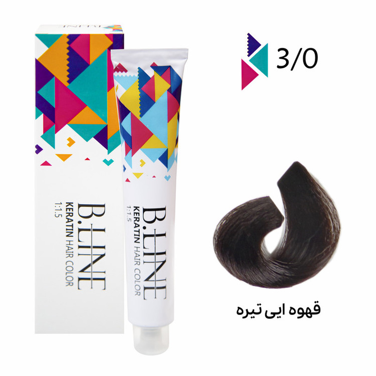 رنگ مو بی لاین شماره 3.0 حجم 100 میلی لیتر رنگ قهوه ای تیره