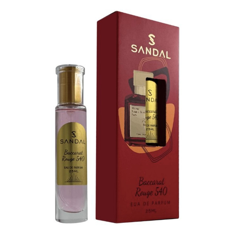 عطر جیبی زنانه صندل مدل باکارات رژ با رایحه تلخ حجم ۲۵ میلیلیتر