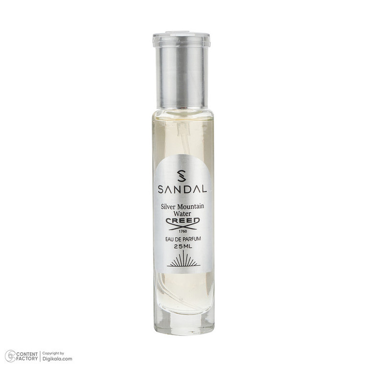 عطر جیبی مردانه صندل مدل silver mountain با رایحه خنک حجم 25 میلیلیتر