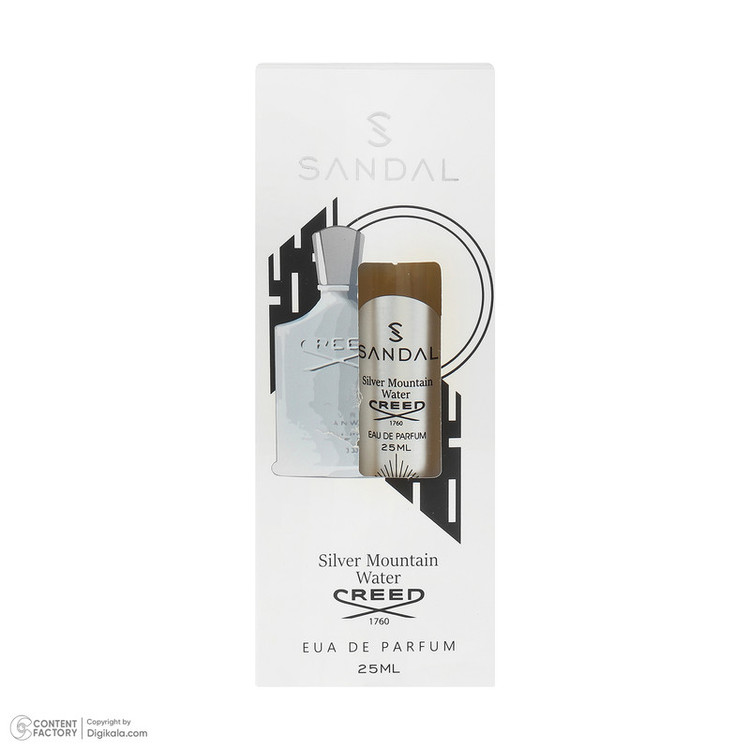 عطر جیبی مردانه صندل مدل silver mountain با رایحه خنک حجم 25 میلیلیتر