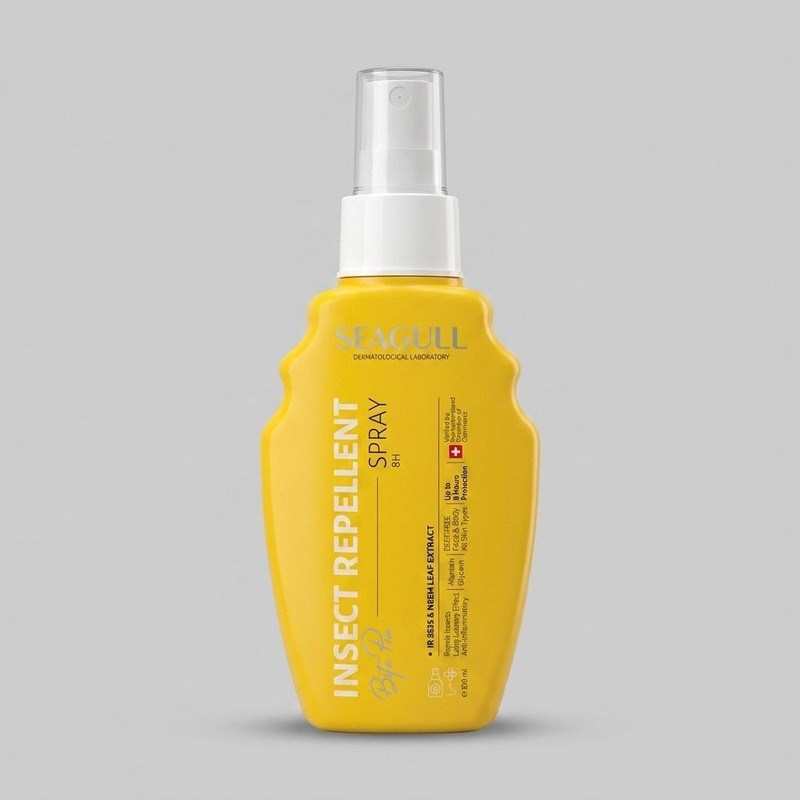 اسپری دافع حشرات سی گل مدل Insect Repellent حجم 100 میلیلیتر با ماندگاری 8 ساعت، حاوی عصاره چریش و اسید آمینه بتا آلانین، مناسب بزرگسالان و کودکان بالای یک سال، ضد حساسیت و ضد ورم پوست