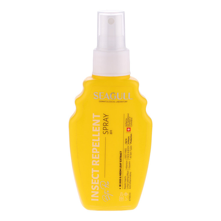 اسپری دافع حشرات سی گل مدل Insect Repellent حجم 100 میلیلیتر با ماندگاری 8 ساعت، حاوی عصاره چریش و اسید آمینه بتا آلانین، مناسب بزرگسالان و کودکان بالای یک سال، ضد حساسیت و ضد ورم پوست