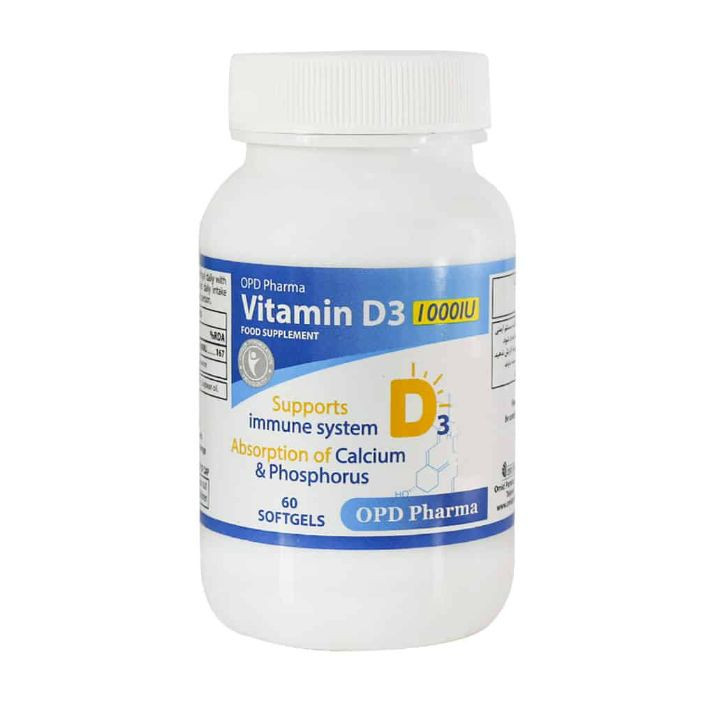 سافت ژل ویتامین D3 1000 واحد او پی دی فارما بسته 60 عددی